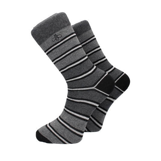 Matteo Grey Stripe Bamboo Socks - Socks with Free UK Delivery - Mrs Bow Tie