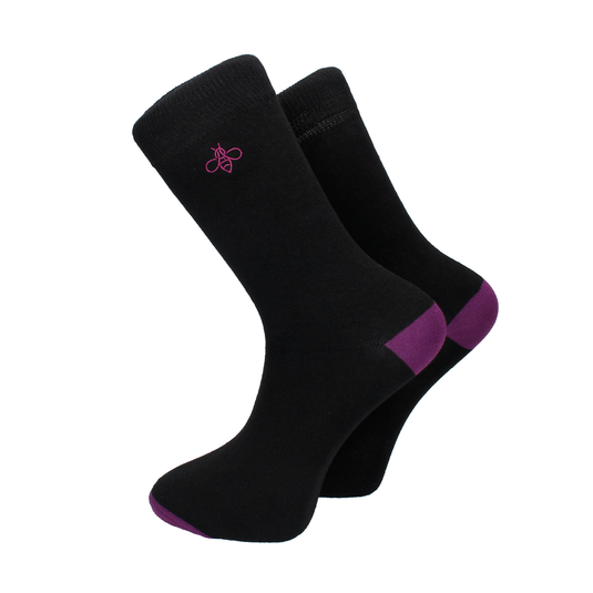 Purple Tip Black Socks - Socks with Free UK Delivery - Mrs Bow Tie