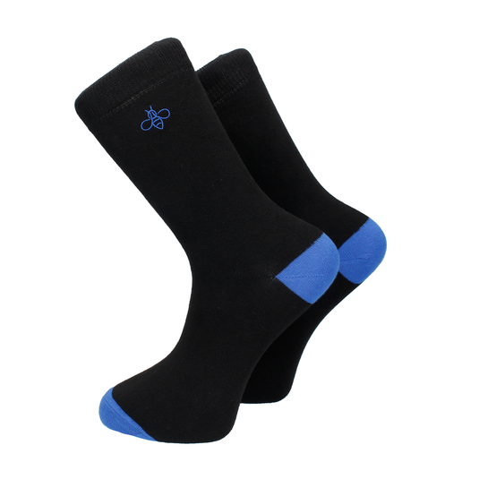 Blue Tip Black Socks - Socks with Free UK Delivery - Mrs Bow Tie