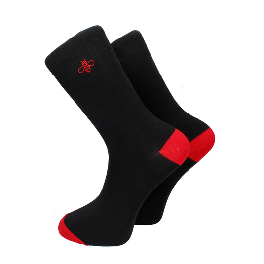 Red Tip Black Socks - Socks with Free UK Delivery - Mrs Bow Tie