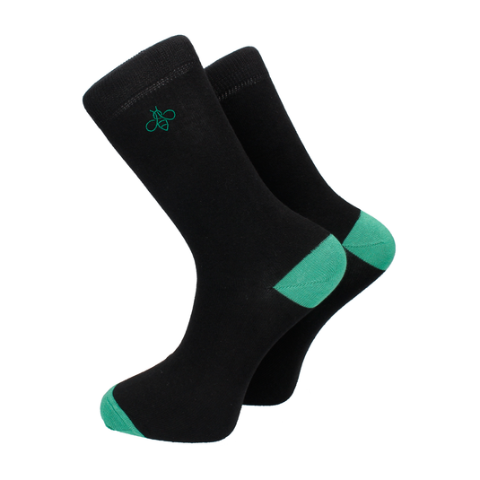 Green Tip Black Socks - Socks with Free UK Delivery - Mrs Bow Tie
