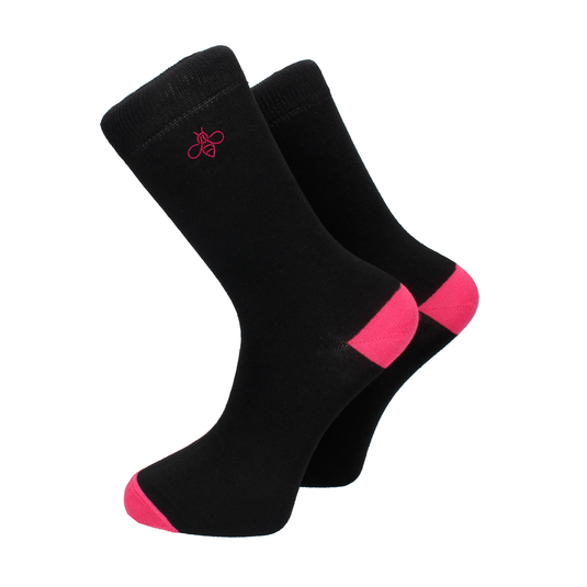 Pink Tip Black Socks - Socks with Free UK Delivery - Mrs Bow Tie