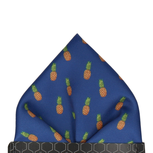 Pineapple Ananas Blue Pocket Square - Pocket Square with Free UK Delivery - Mrs Bow Tie