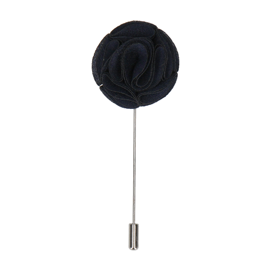 Navy Blue Round Rose Lapel Pin - Lapel Pin with Free UK Delivery - Mrs Bow Tie