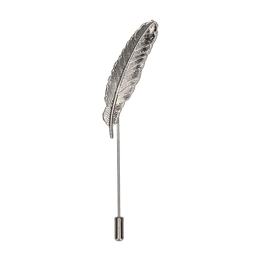 Silver Feather Lapel Pin - Lapel Pin with Free UK Delivery - Mrs Bow Tie
