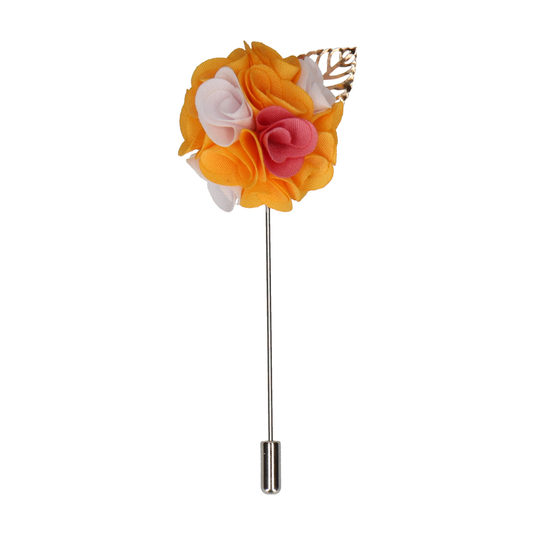 Bouquet (Amber & White) Lapel Pin - Lapel Pin with Free UK Delivery - Mrs Bow Tie