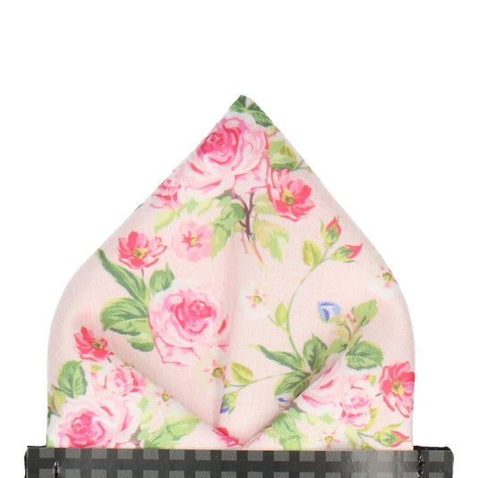 Light Pink Floral Chintz Pocket Square - Pocket Square with Free UK Delivery - Mrs Bow Tie