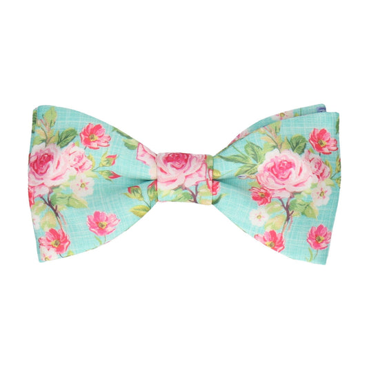 Sea Green Floral Chintz Bow Tie - Bow Tie with Free UK Delivery - Mrs Bow Tie