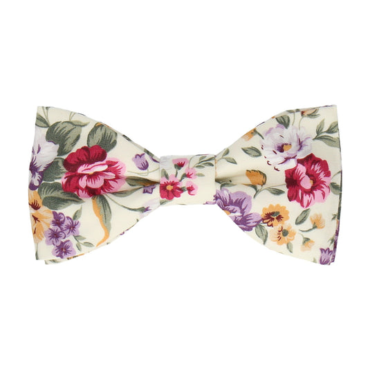 Cream & Pink Floral Cotton Bow Tie - Bow Tie with Free UK Delivery - Mrs Bow Tie