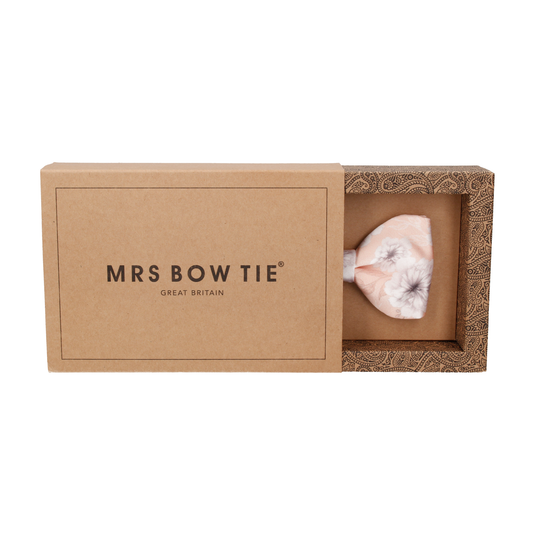 Light Peach Wedding Floral Bow Tie - Bow Tie with Free UK Delivery - Mrs Bow Tie