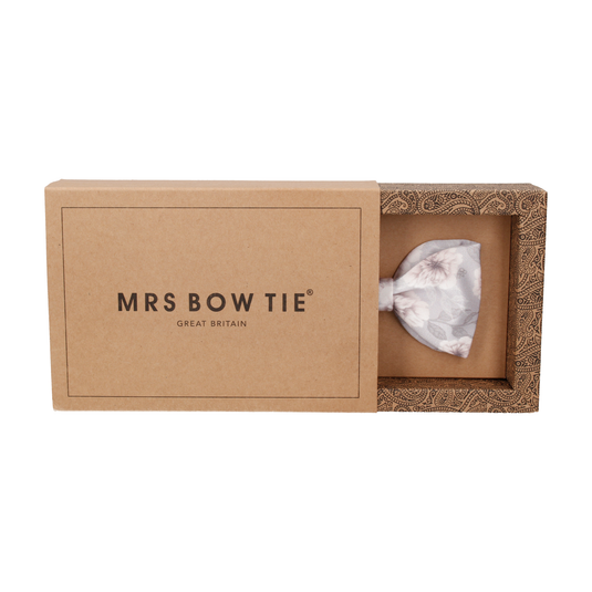 Platinum Grey Wedding Floral Bow Tie - Bow Tie with Free UK Delivery - Mrs Bow Tie