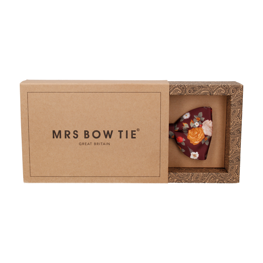 Floral Maroon Red Bow Tie - Bow Tie with Free UK Delivery - Mrs Bow Tie