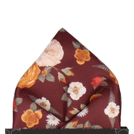 Floral Maroon Red Pocket Square - Pocket Square with Free UK Delivery - Mrs Bow Tie