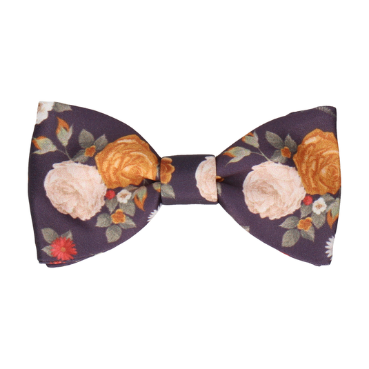 Floral Dark Plum Bow Tie - Bow Tie with Free UK Delivery - Mrs Bow Tie