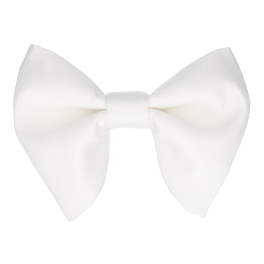 Solid Plain White Satin Large Evening Bow Tie - Bow Tie with Free UK Delivery - Mrs Bow Tie