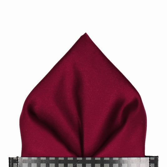 Burgundy Red Wine Plain Solid Satin Pocket Square - Pocket Square with Free UK Delivery - Mrs Bow Tie