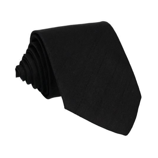 Black Faux Silk Tie - Tie with Free UK Delivery - Mrs Bow Tie