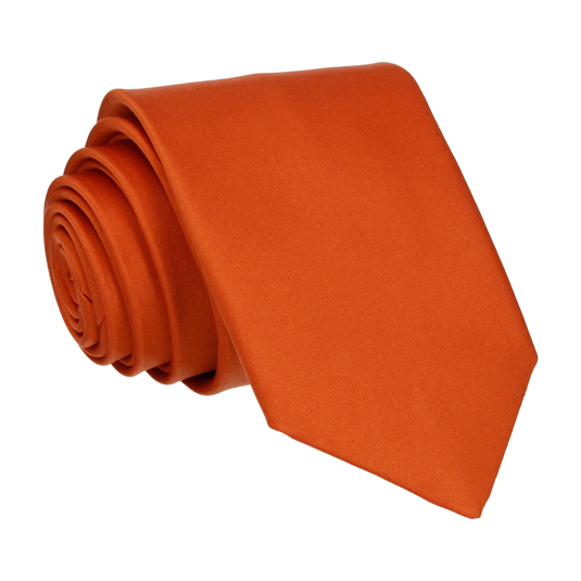 Plain Solid Copper Orange Satin Tie - Tie with Free UK Delivery - Mrs Bow Tie