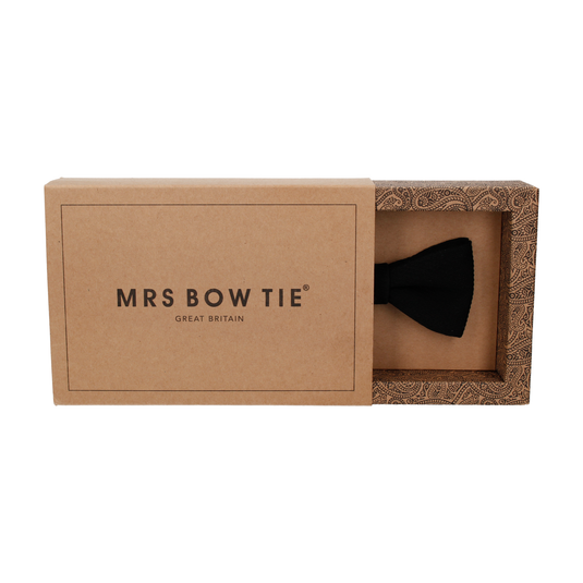 Faux Seersucker in Black Bow Tie - Bow Tie with Free UK Delivery - Mrs Bow Tie
