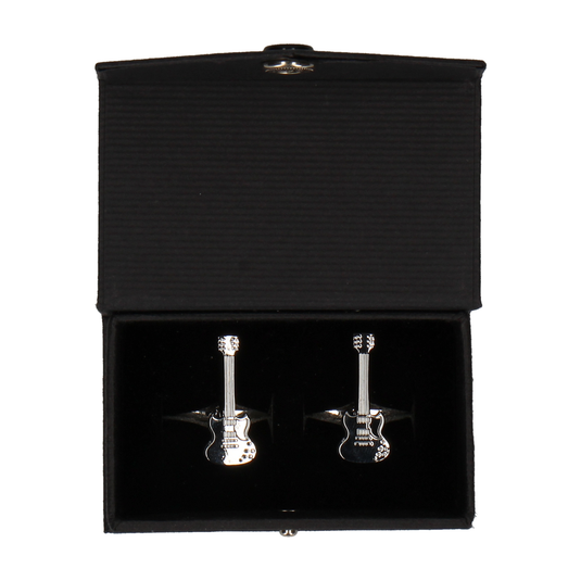 Silver Guitar Cufflinks - Cufflinks with Free UK Delivery - Mrs Bow Tie