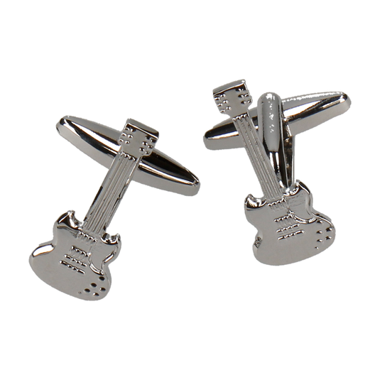 Silver Guitar Cufflinks - Cufflinks with Free UK Delivery - Mrs Bow Tie