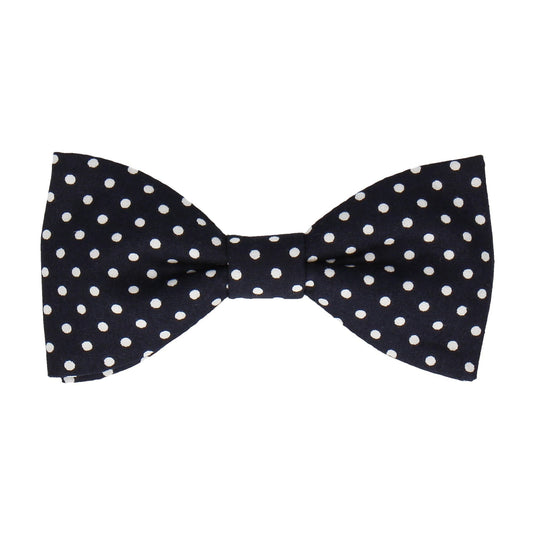 Navy Blue Polka Dots Cotton Bow Tie - Bow Tie with Free UK Delivery - Mrs Bow Tie