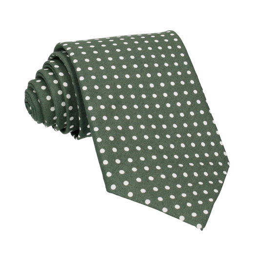 Fennel Green Polka Dots Cotton Tie - Tie with Free UK Delivery - Mrs Bow Tie