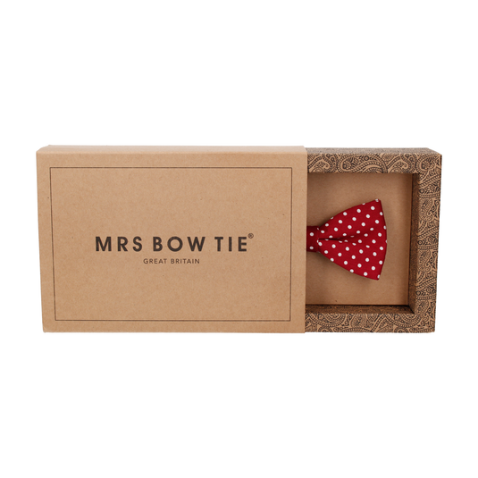 Cranberry Red Polka Dots Cotton Bow Tie - Bow Tie with Free UK Delivery - Mrs Bow Tie