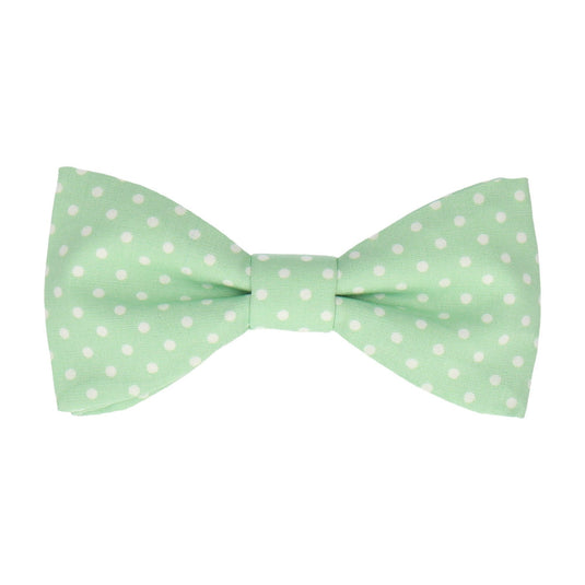 Light Green Polka Dots Cotton Bow Tie - Bow Tie with Free UK Delivery - Mrs Bow Tie