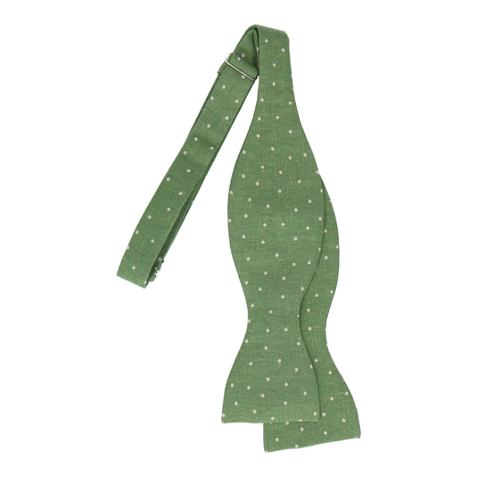 Green Dots Cotton Linen Bow Tie - Bow Tie with Free UK Delivery - Mrs Bow Tie