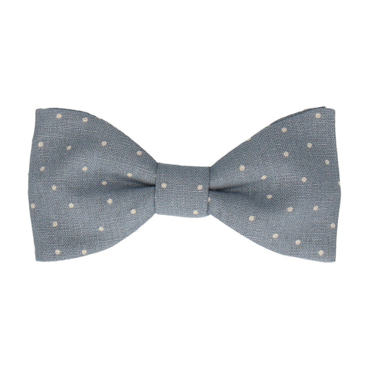 Dusty Blue Dots Cotton Linen Bow Tie - Bow Tie with Free UK Delivery - Mrs Bow Tie