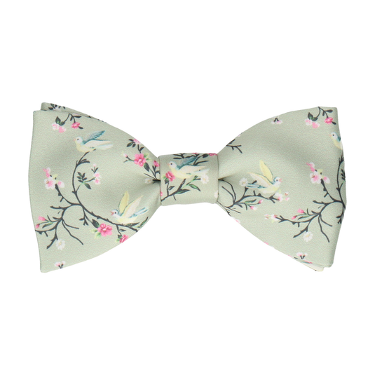 Sage Green Chinoiserie Floral Bow Tie - Bow Tie with Free UK Delivery - Mrs Bow Tie