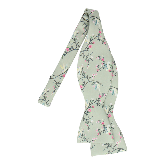 Sage Green Chinoiserie Floral Bow Tie - Bow Tie with Free UK Delivery - Mrs Bow Tie