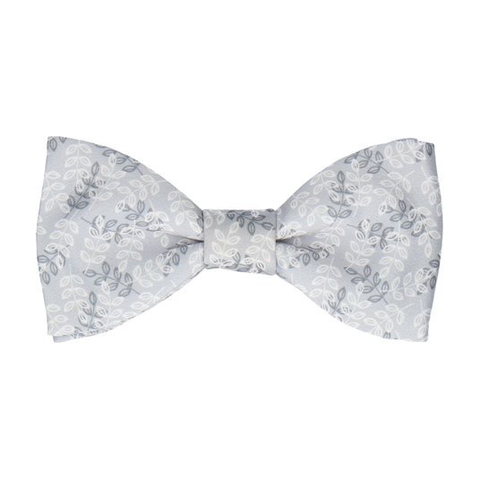 Leaf Print Platinum Grey Bow Tie - Bow Tie with Free UK Delivery - Mrs Bow Tie