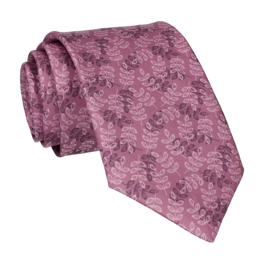 Leaf Print Dusky Mauve Tie - Tie with Free UK Delivery - Mrs Bow Tie