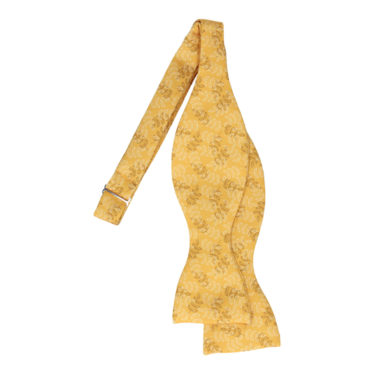 Leaf Print Yellow Bow Tie - Bow Tie with Free UK Delivery - Mrs Bow Tie