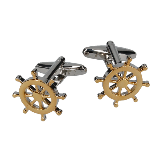 Ship Steering Wheel Cufflinks - Cufflinks with Free UK Delivery - Mrs Bow Tie
