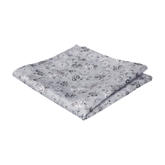 Platinum Grey Floral Wedding Pocket Square - Pocket Square with Free UK Delivery - Mrs Bow Tie