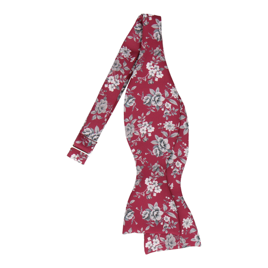 Bordeaux Red Floral Wedding Bow Tie - Bow Tie with Free UK Delivery - Mrs Bow Tie