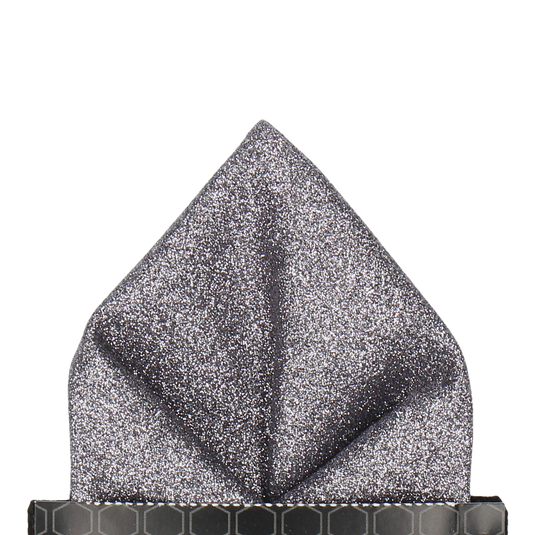 Dark Silver Glitter Pocket Square - Pocket Square with Free UK Delivery - Mrs Bow Tie