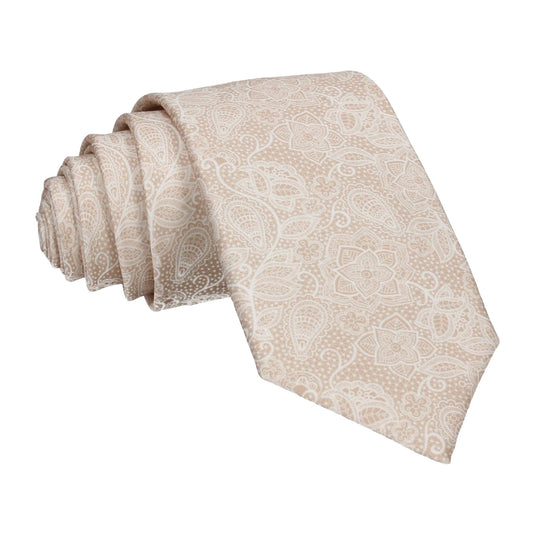 Intricate Light Gold Floral Lace Print Tie - Tie with Free UK Delivery - Mrs Bow Tie