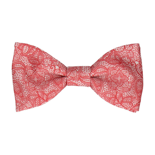 Intricate Red Floral Lace Print Bow Tie - Bow Tie with Free UK Delivery - Mrs Bow Tie