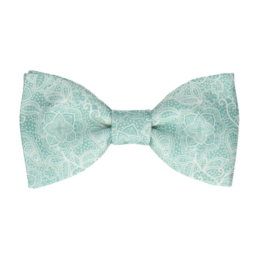 Intricate Green Floral Lace Print Bow Tie - Bow Tie with Free UK Delivery - Mrs Bow Tie