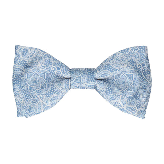 Intricate Dusty Blue Floral Lace Print Bow Tie - Bow Tie with Free UK Delivery - Mrs Bow Tie