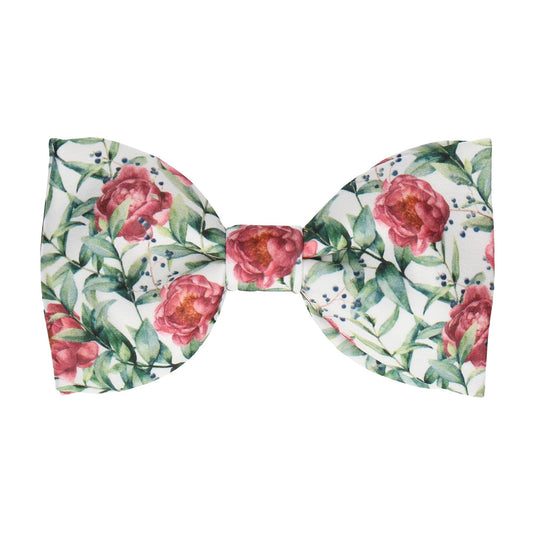 Red Pink Peony, Eucalyptus and Berries Bow Tie - Bow Tie with Free UK Delivery - Mrs Bow Tie