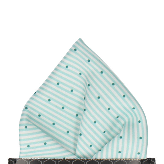 Sea Green Dot Nautical Stripe Pocket Square - Pocket Square with Free UK Delivery - Mrs Bow Tie