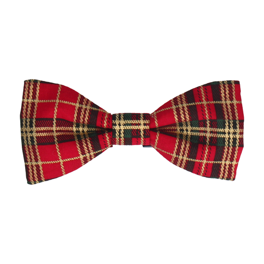 Metallic Gold and Red Festive Tartan Bow Tie
