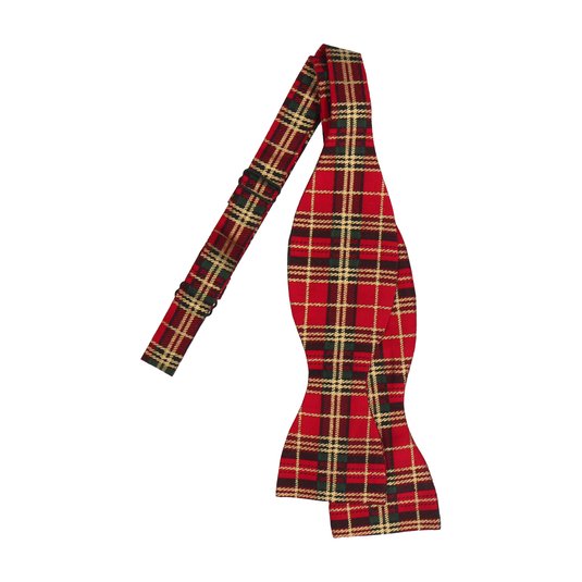 Metallic Gold and Red Festive Tartan Bow Tie