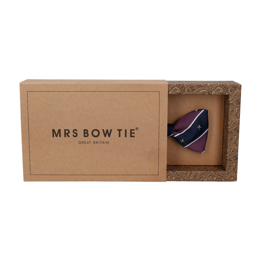 Striped Fleur de Lis Purple - Bow Tie with Free UK Delivery - Mrs Bow Tie