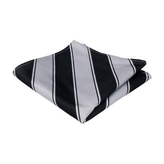 Black & Grey Regimental Stripe Pocket Square - Pocket Square with Free UK Delivery - Mrs Bow Tie